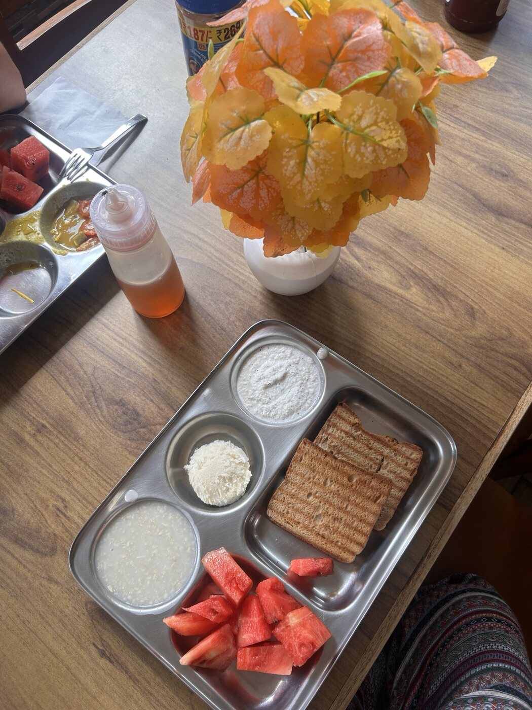 A simple vegetarian breakfast served during the training